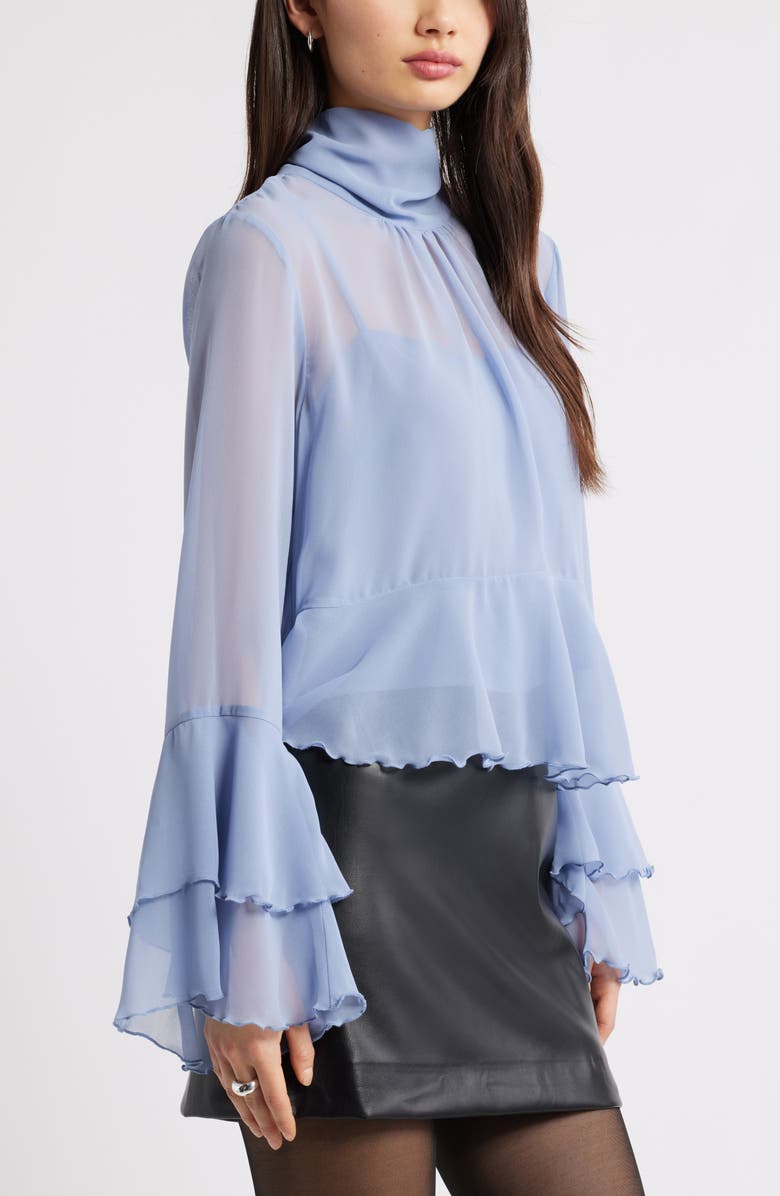 Open Edit High Neck Chiffon Top, Alternate, color,