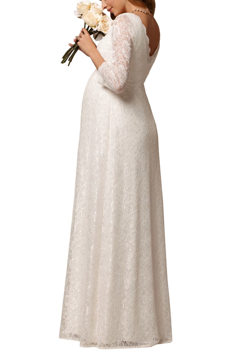 Lace Maternity Wedding Gown, Alternate, color, IVORY
