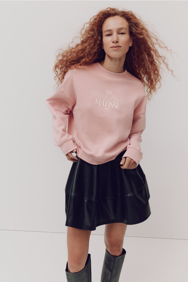 Oversized Print-motif Sweatshirt, Alternate, color, Pink/Matisse