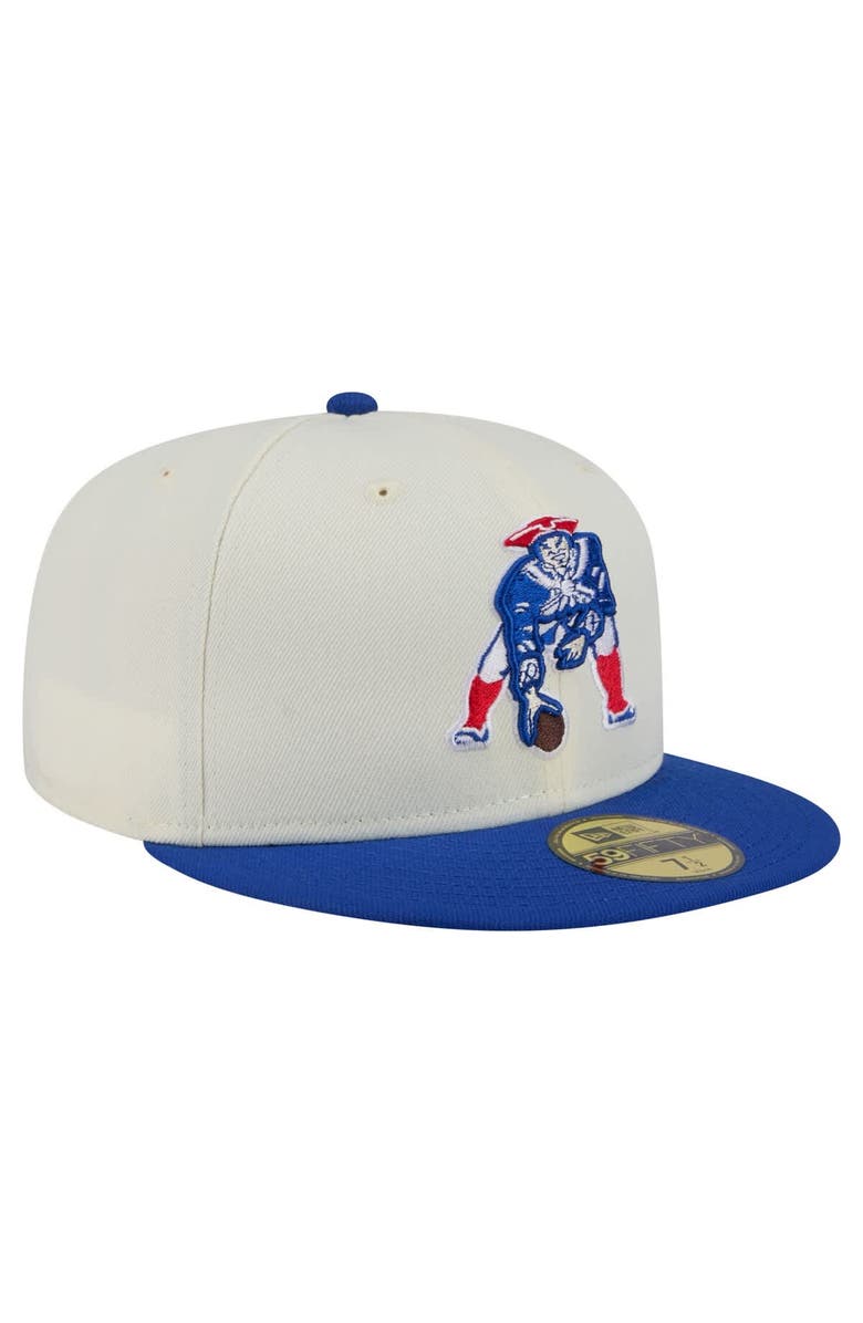 New Era Men's New Era White/Royal New England Patriots Throwback Main 59FIFTY Fitted Hat, Alternate, color,