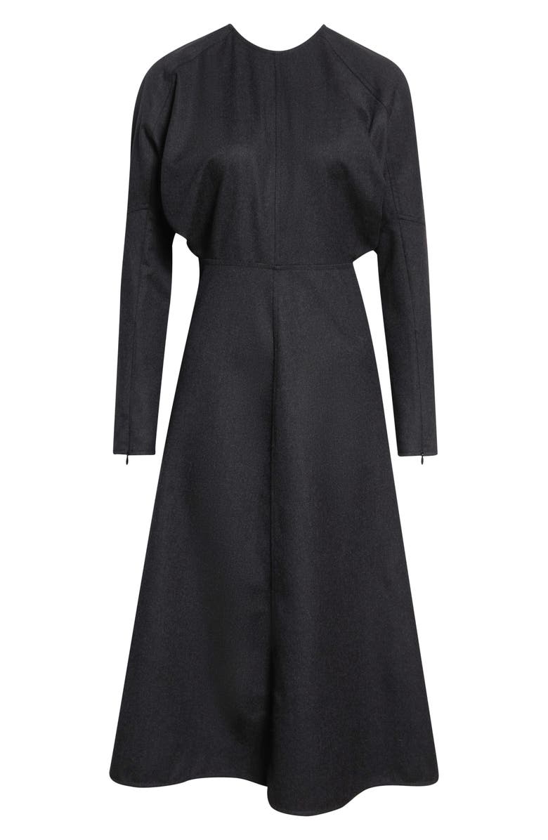 Victoria Beckham Dolman Long Sleeve Wool Twill Midi Dress, Alternate, color, Dark Grey Melange