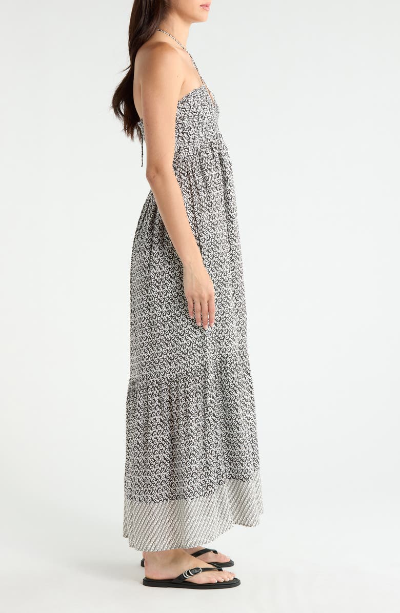 Elan Strapless Border Print Tiered Maxi Dress, Alternate, color,