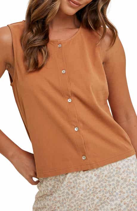 WISHLIST Sleeveless Cotton Button-Up Top
