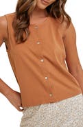 WISHLIST Sleeveless Cotton Button-Up Top