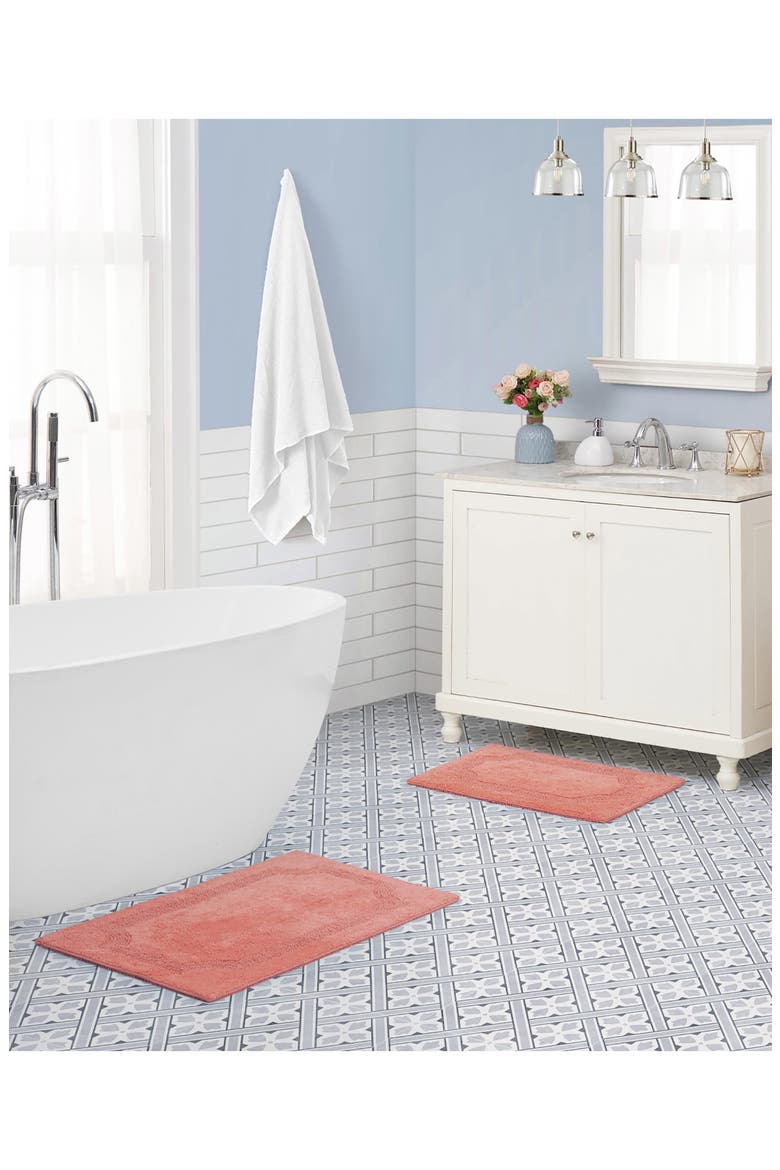 Reversible Cotton Bath Rug, Alternate, color, CORAL