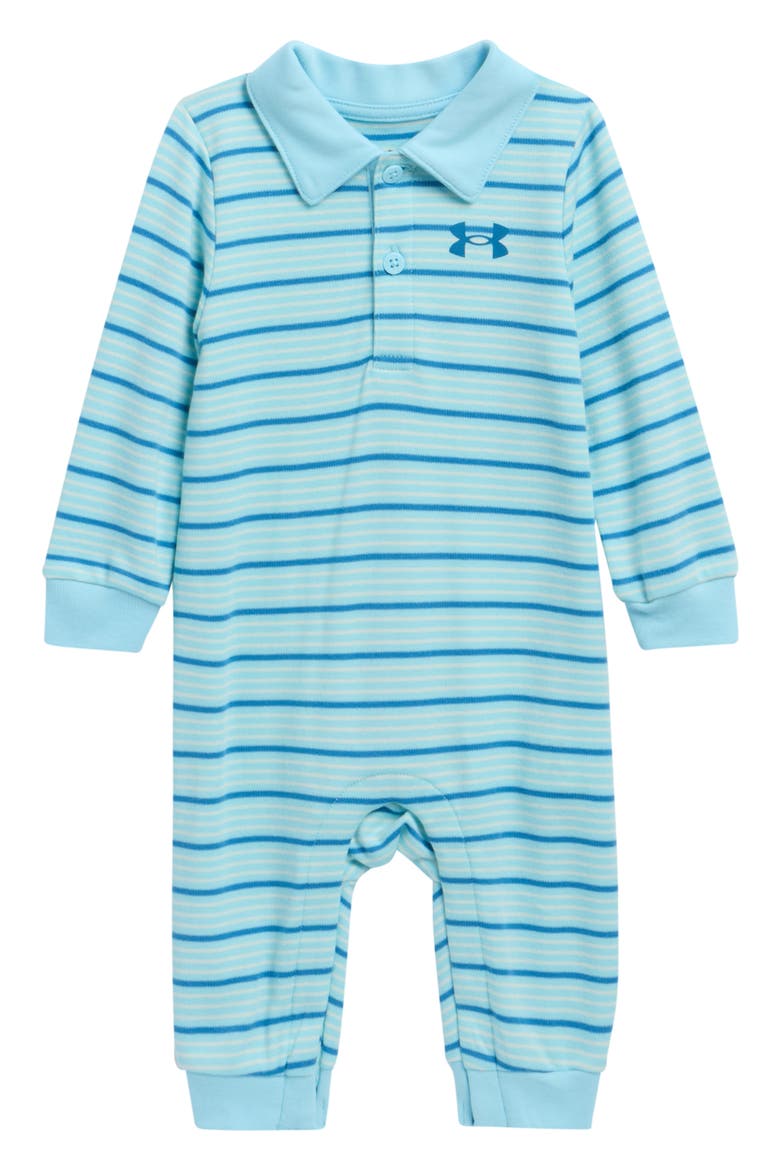 Stripe Cotton Blend Polo Coverall, Main, color, OPAL BLUE