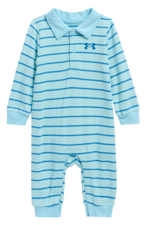 Stripe Cotton Blend Polo Coverall