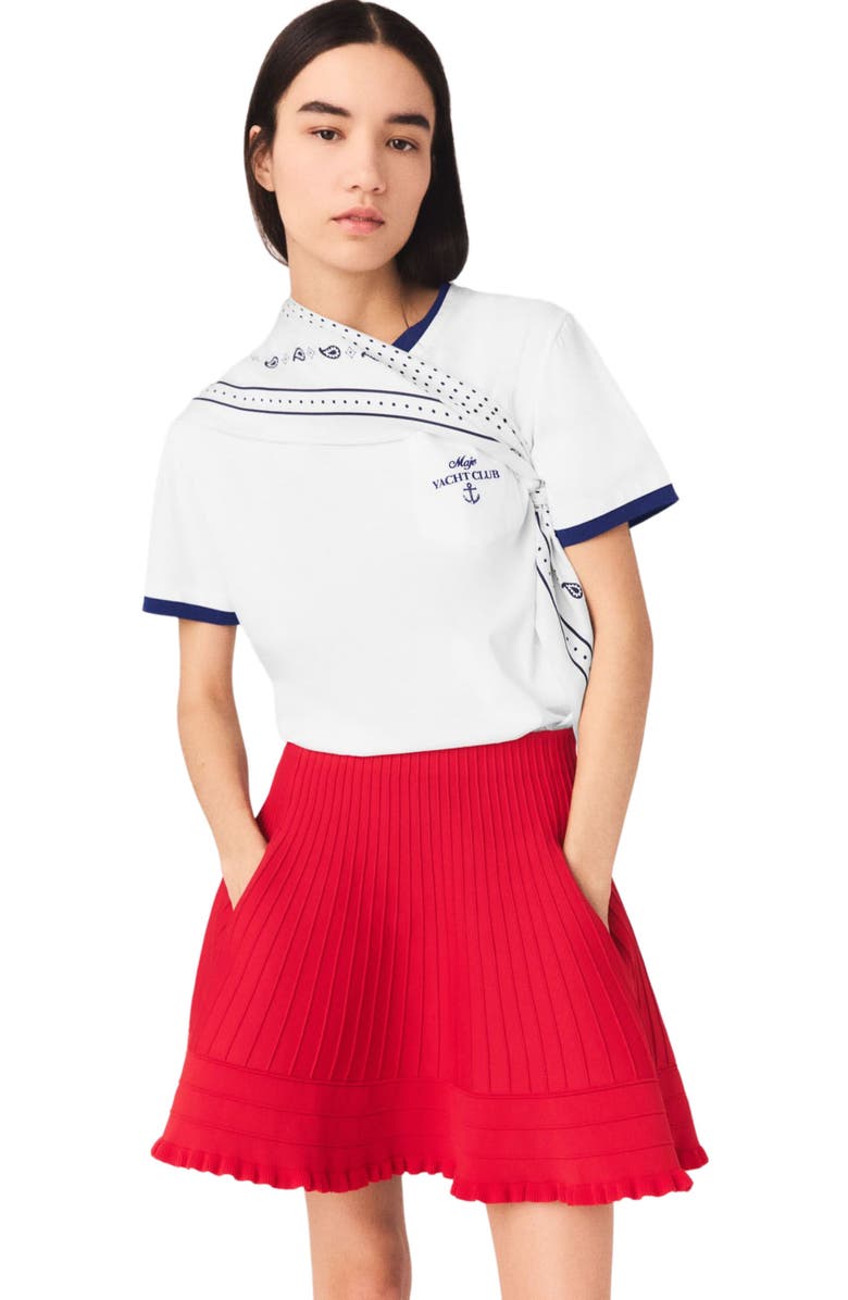 maje Compact knit short skirt, Alternate, color, Red