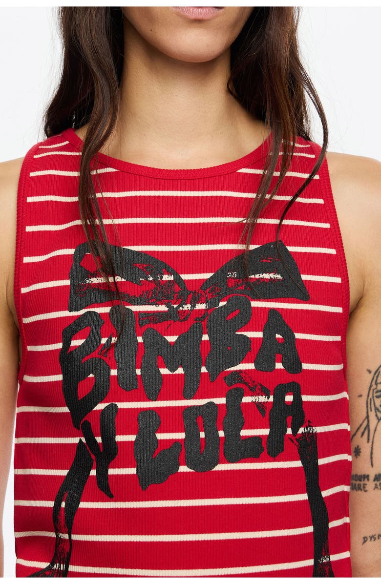Bimba y Lola Logo Tie Sleeveless Top, Alternate, color, Red