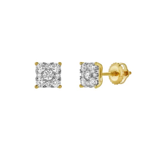 Luvmyjewelry Nova 14k Yellow Gold Cluster Lab Grown Diamond Unisex Earrings In 14k Yellow Gold