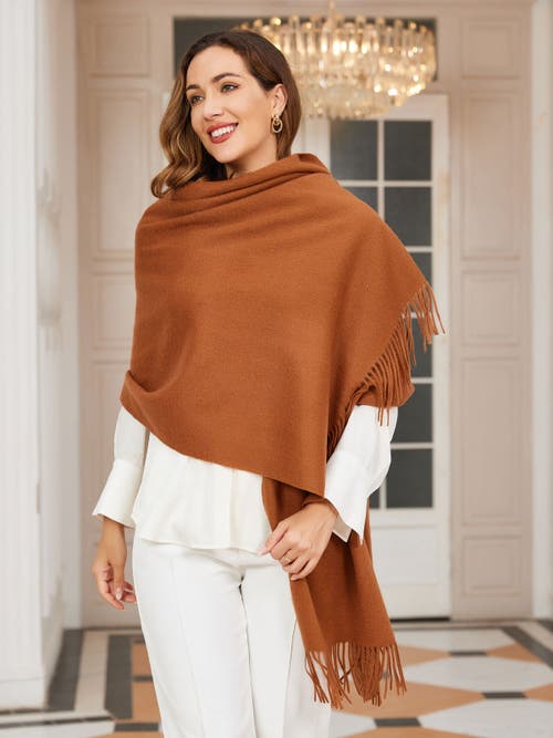 Silksilky Pure Wool Scarf Shawl In Brown