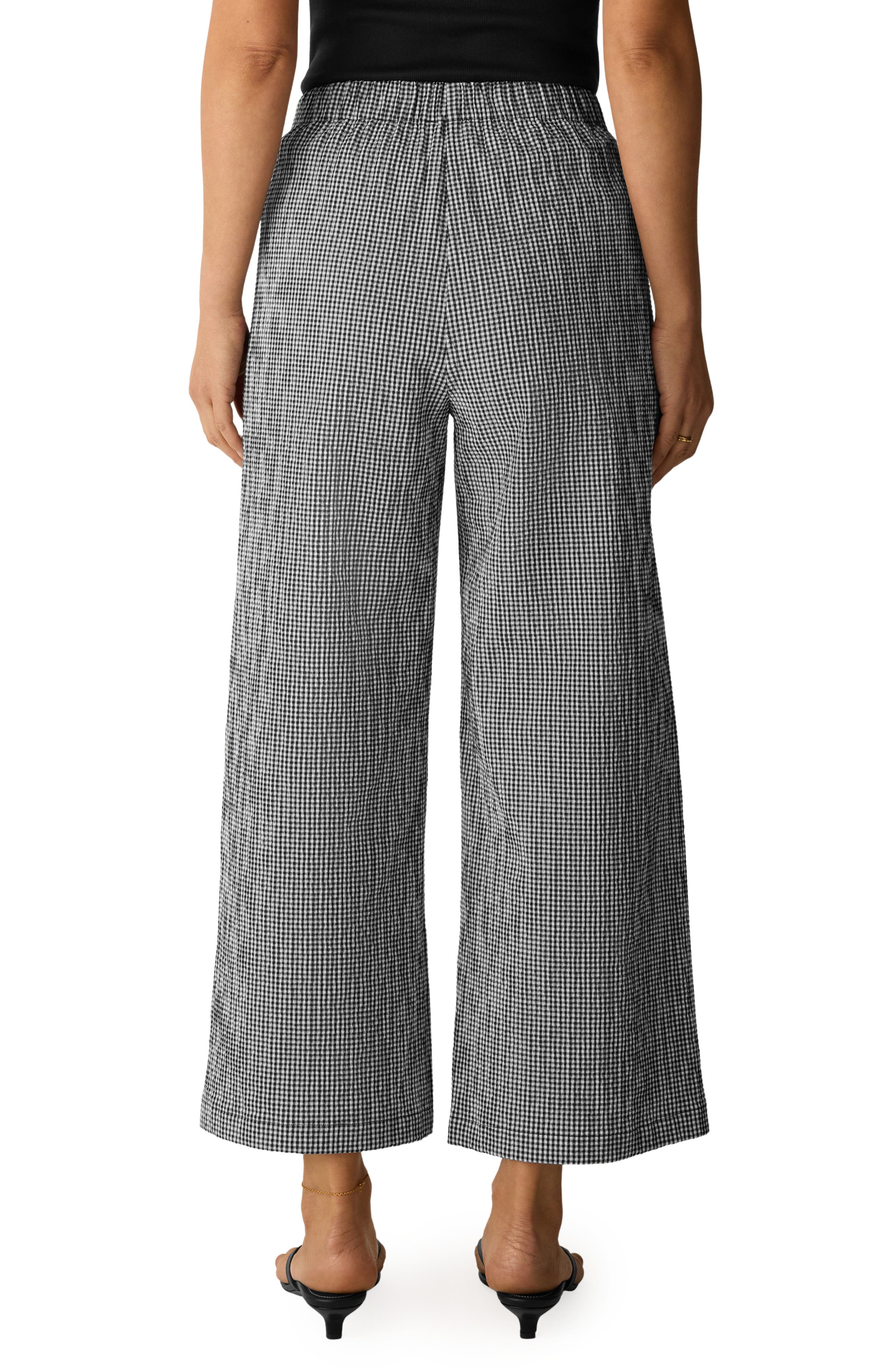 Check Print Wide Leg Ankle Pants - image 2