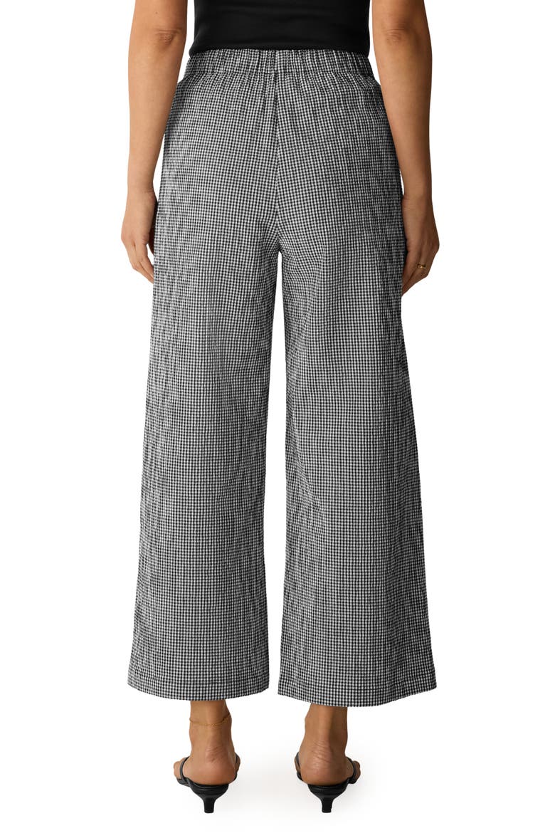 Check Print Wide Leg Ankle Pants, Alternate, color, BLACK/ WHITE