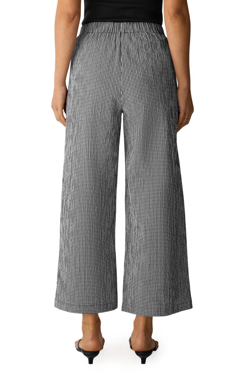 Eileen Fisher Check Print Wide Leg Ankle Pants, Alternate, color, Black/ White