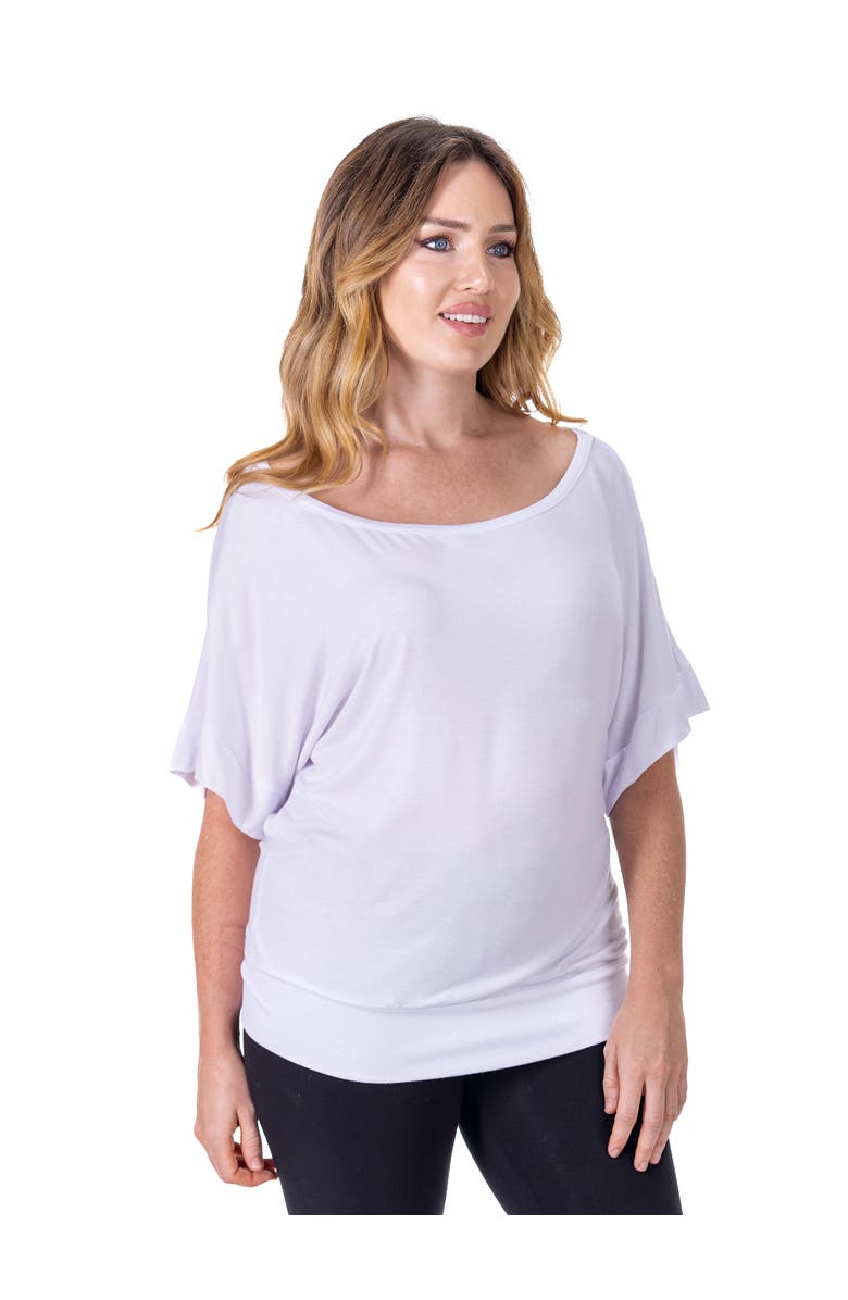 24seven Comfort Apparel Loose Fit Dolman Top with Wide Sleeves, Alternate, color, White