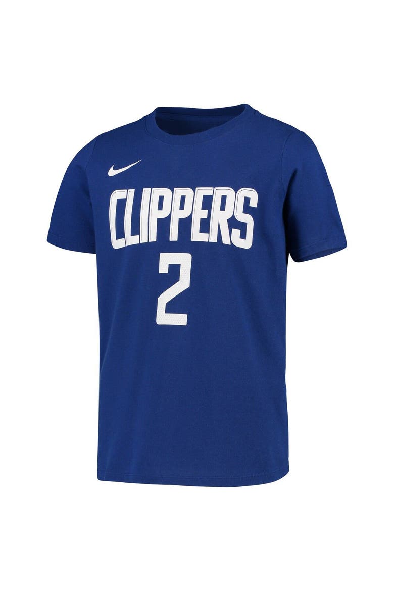 Youth Nike Kawhi Leonard Blue LA Clippers Icon Edition Name & Number Performance T-Shirt, Alternate, color, Blue