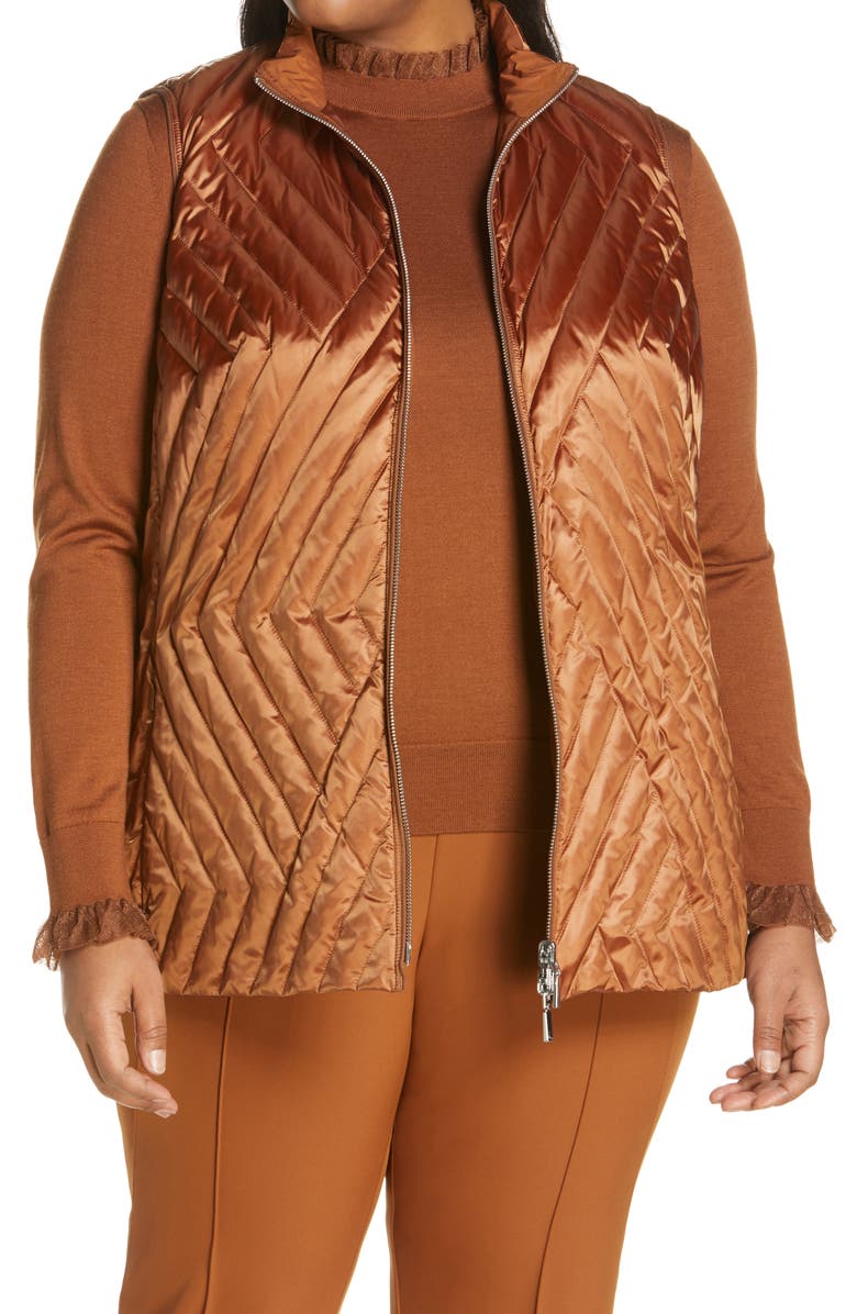 Lafayette 148 New York Bellamy Satin Tech Reversible Down Vest, Main, color, 