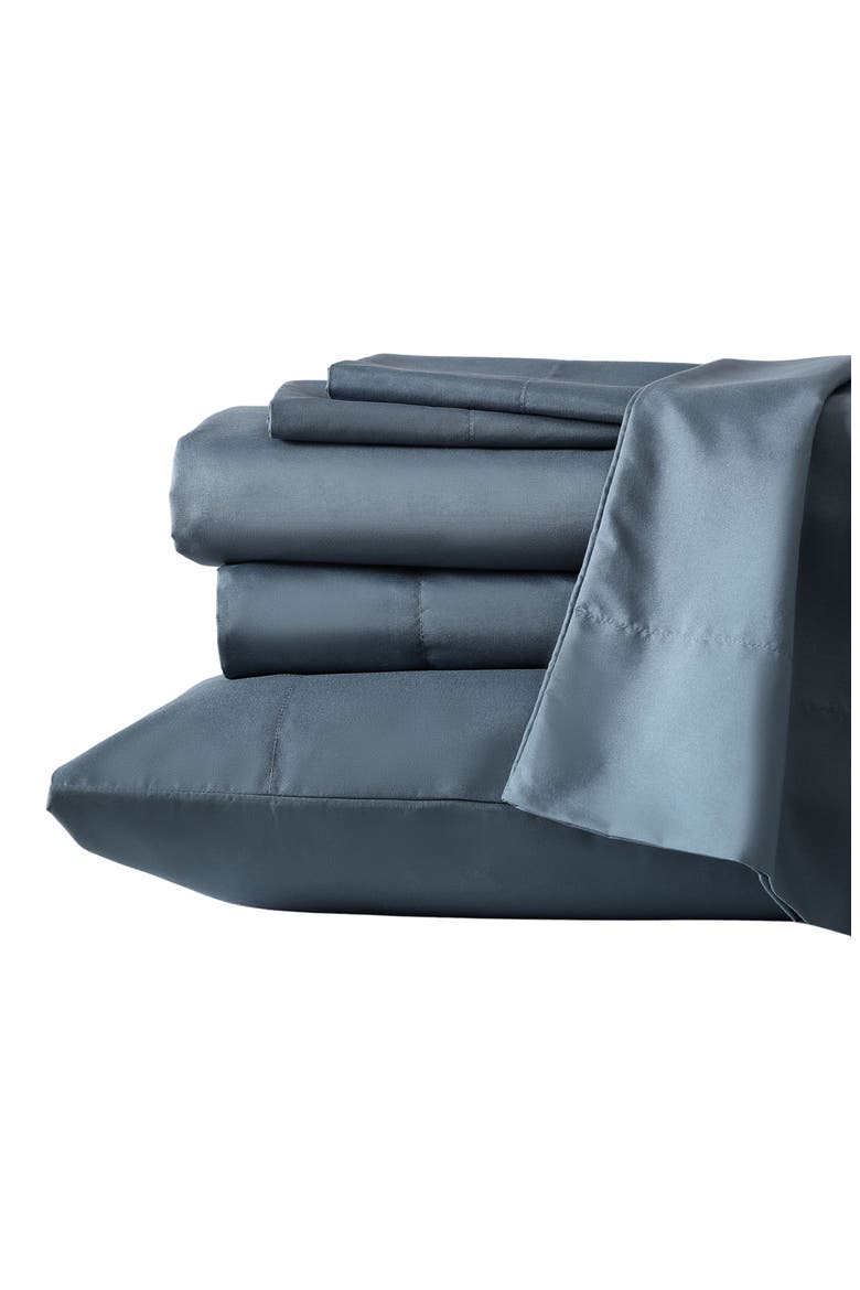 Solid Recycled Polyester Sheet Set, Main, color, DENIM BLUE