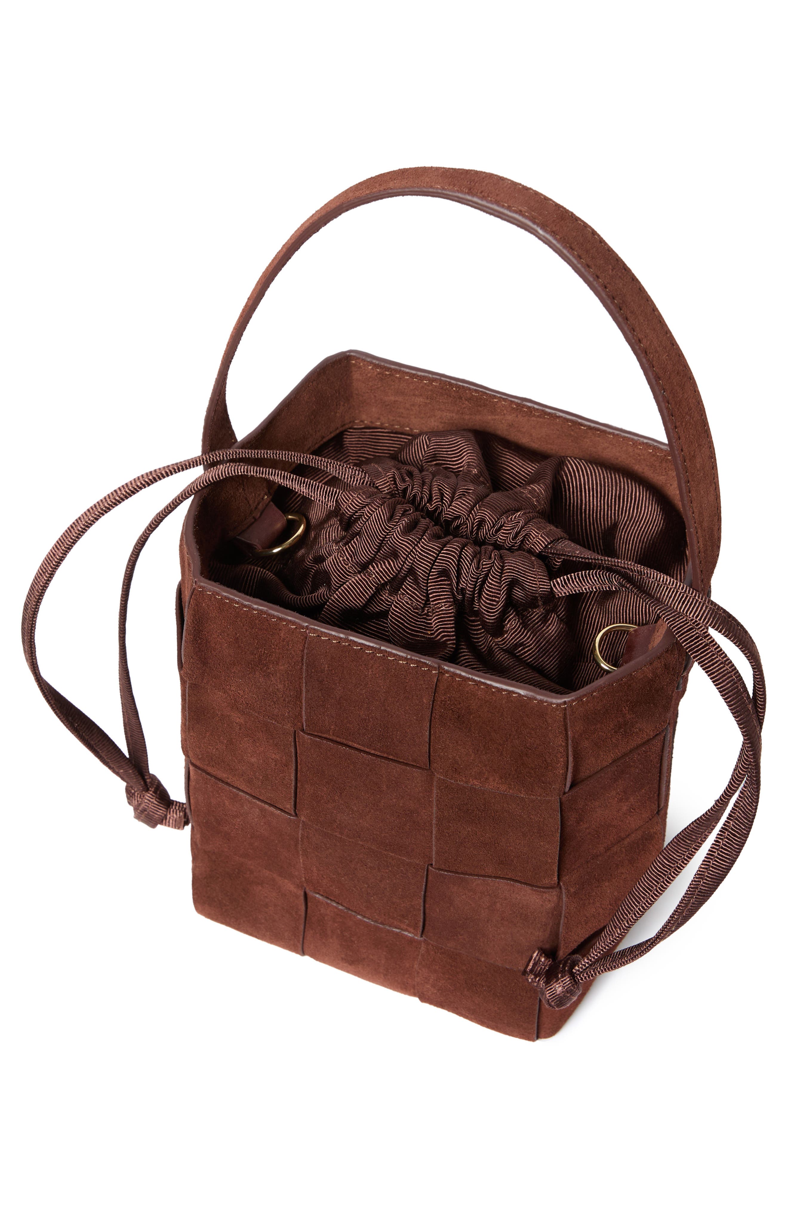 Loeffler Randall Laithe Wide Woven Bucket Bag, Alternate, color, Espresso