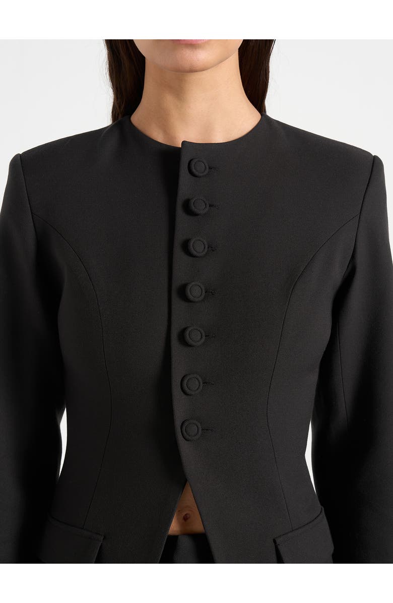 Manière De Voir Harper Tailored Cinch Blazer With Detachable Collar, Alternate, color, Black