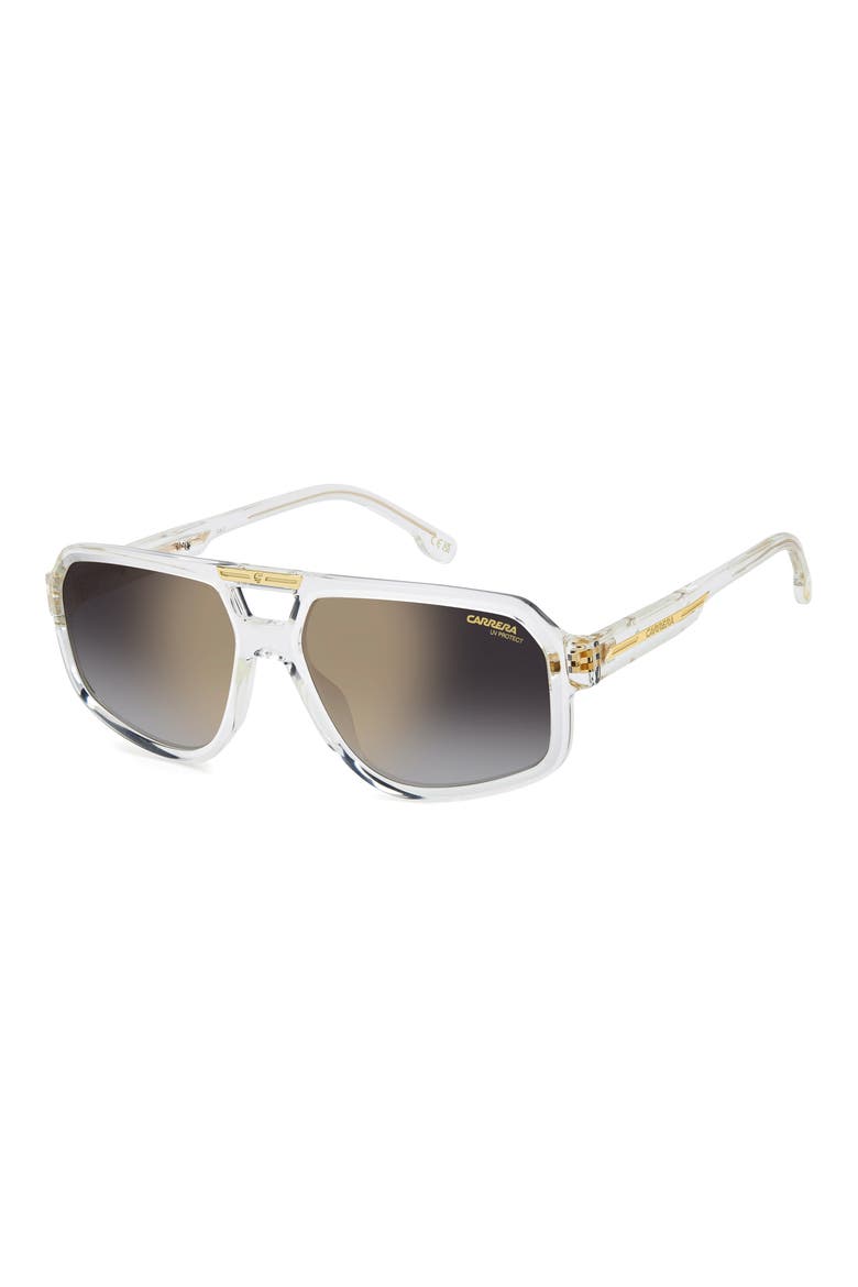 Victory 59mm Gradient Navigator Sunglasses, Alternate, color, CRYSTAL GREY / GREY GOLD