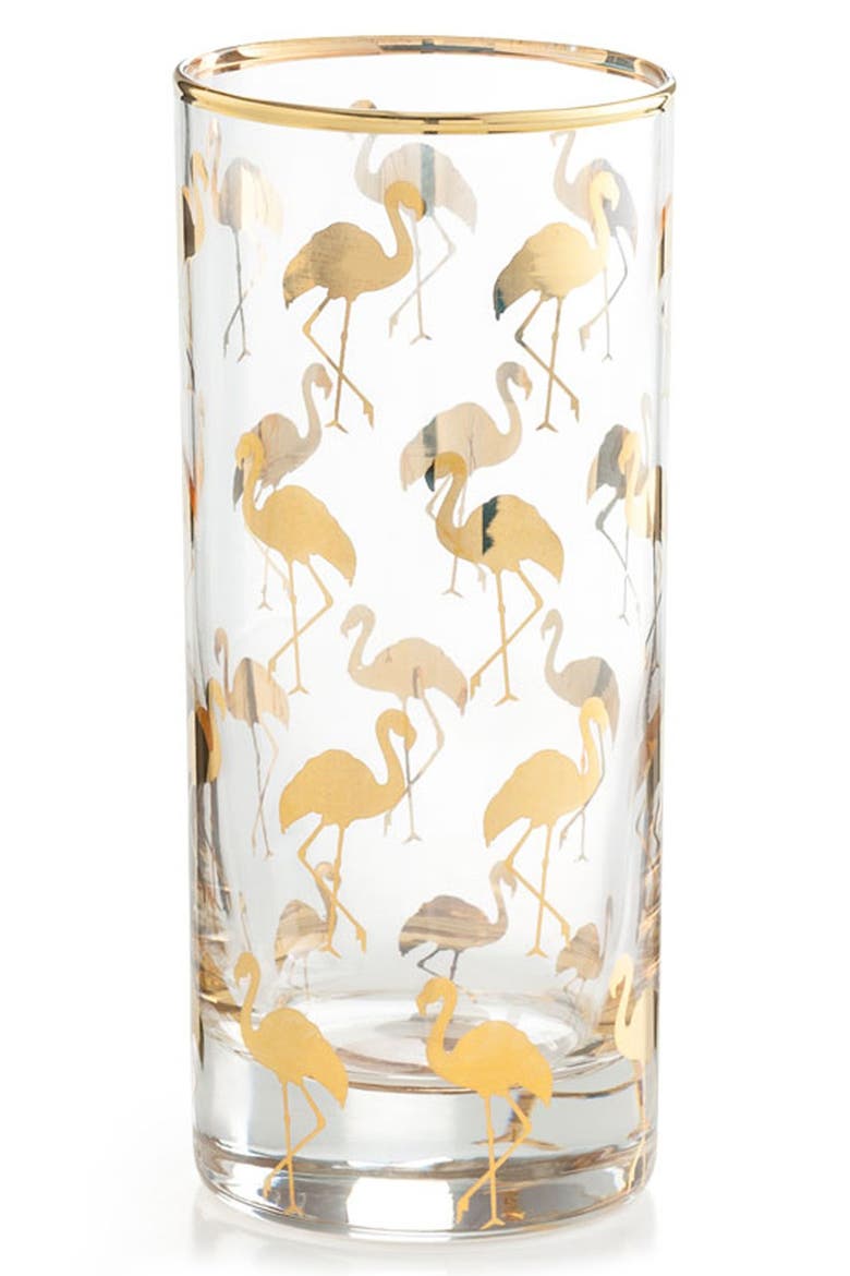 Flamingo Highball Glasses, Main, color, METALLIC GOLD
