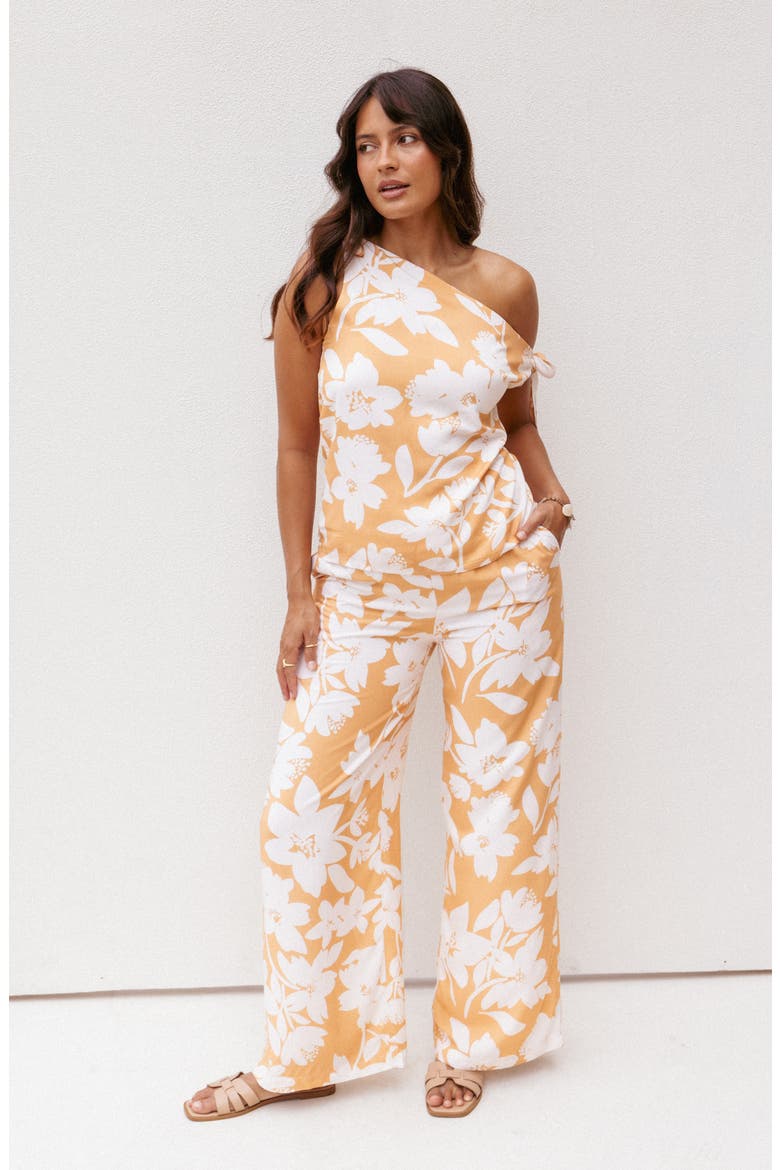 Flynn Floral One-Shoulder Top & Pants Set, Alternate, color, YELLOW FLORAL