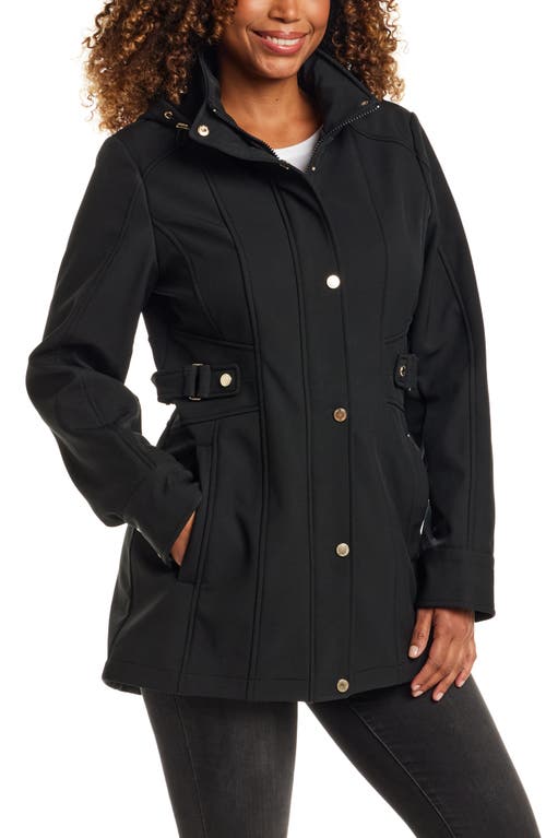 Gallery Softshell Water Resistant Hooded Jacket In Black