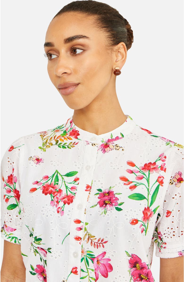 Yumi Cotton Broderie Anglaise Floral Shirt, Alternate, color, White