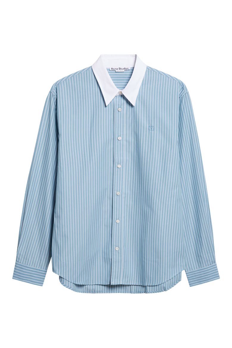 Sunnie Stripe Organic Cotton Poplin Button-Up Shirt, Alternate, color, TURQUOISE BLUE