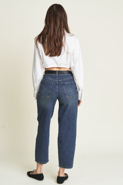 OLIVER LOGAN OLIVER LOGAN HARLOW BARREL LEG JEANS HIGH RISE DARK AGED VINTAGE