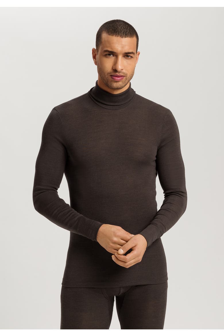 Woolen Silk Thermal Turtleneck, Alternate, color, Earthy Ink
