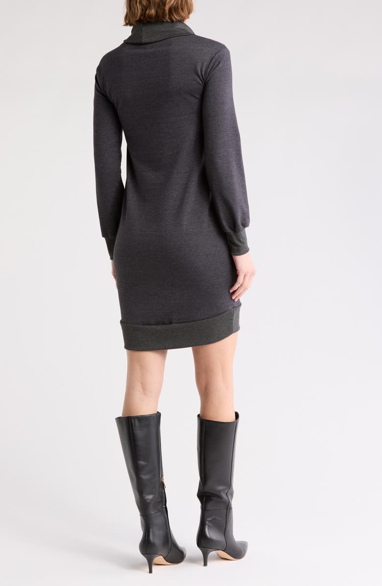 GO COUTURE Turtleneck Sweater Minidress, Alternate, color, Charcoal - Contrast Rib