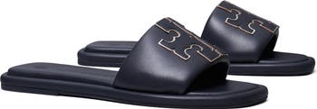 Double-T Leather Sport Slide Sandal