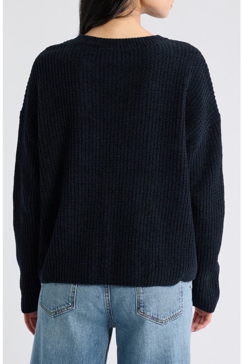 Crewneck Organic Cotton Sweater, Alternate, color, BLACK