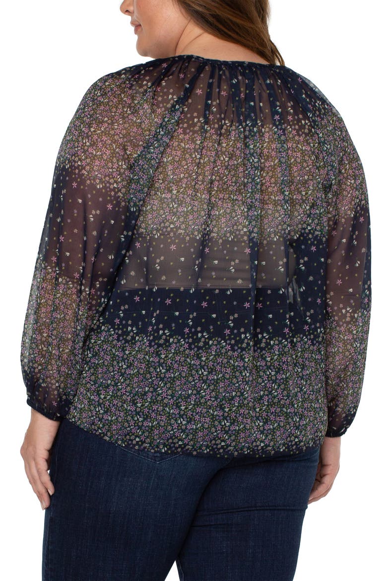 Shirred Long Sleeve Blouse, Alternate, color, MDNGHT GARDEN