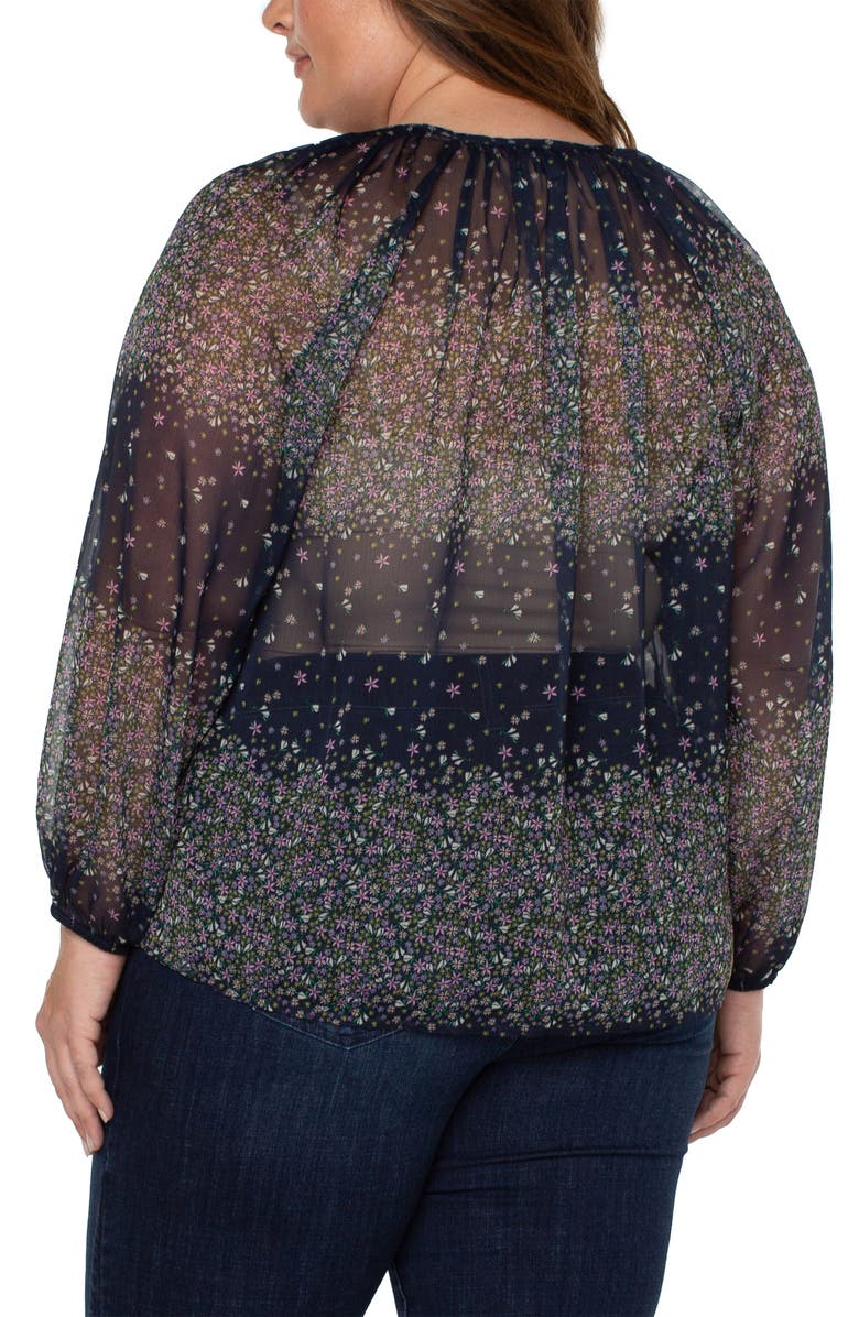 Liverpool Shirred Long Sleeve Blouse, Alternate, color, Mdnght Garden