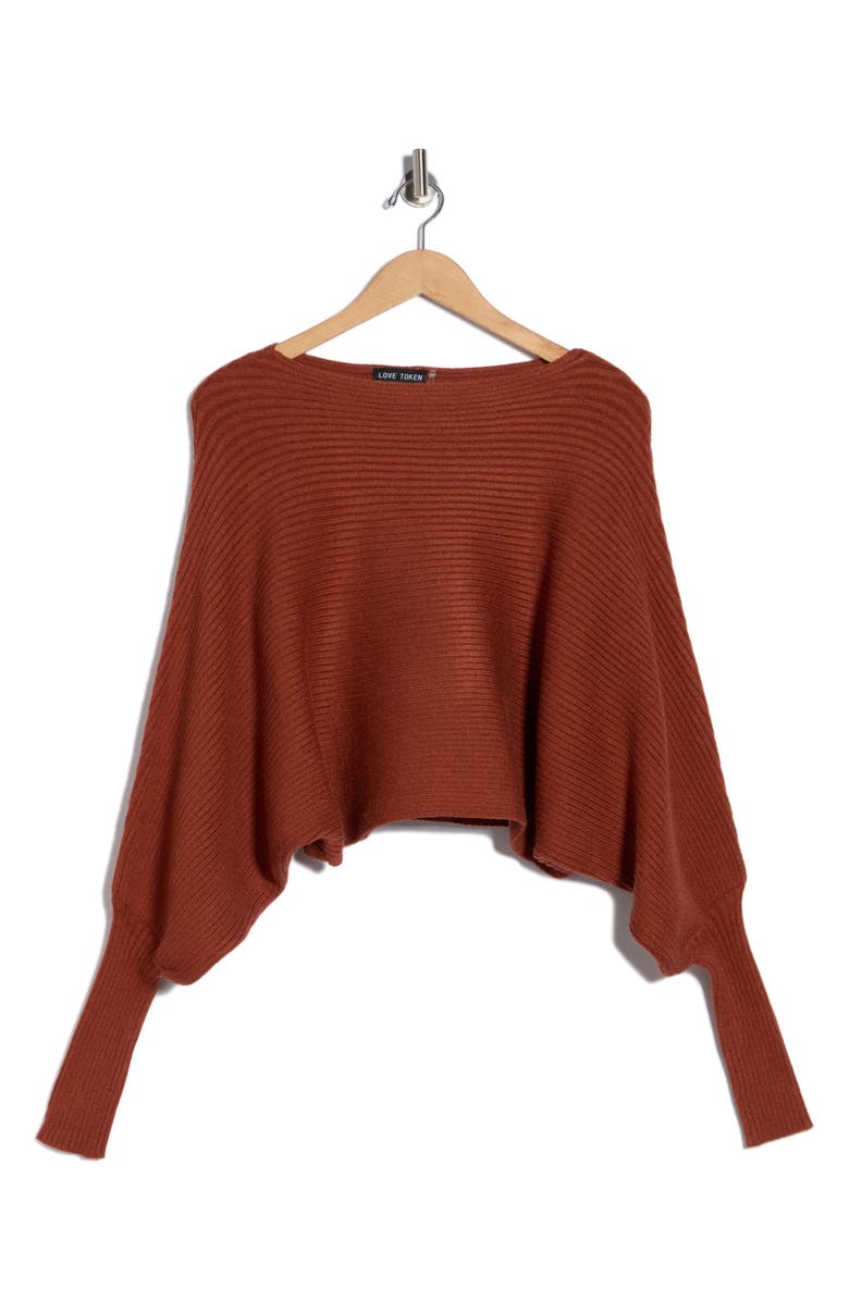 Love Token Franklin Batwing Crop Sweater, Alternate, color, Brick