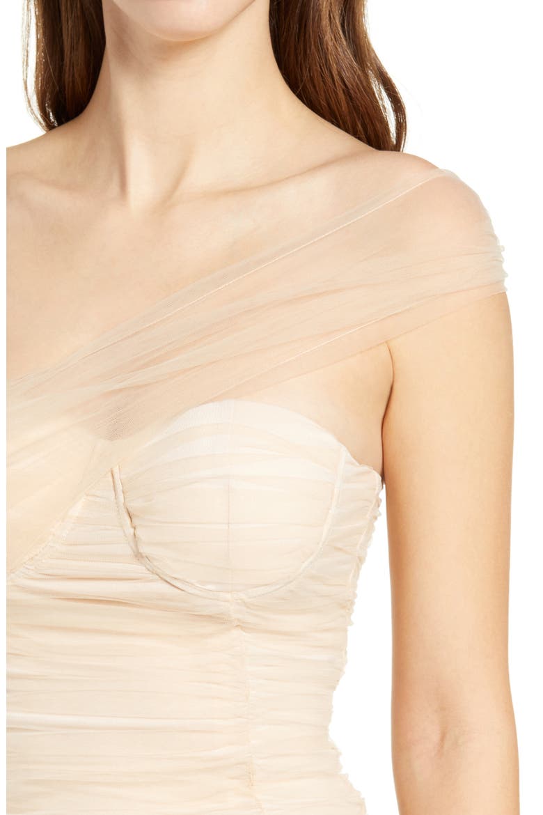 Ruched One-Shoulder Minidress, Alternate, color, CHAMPAGNE