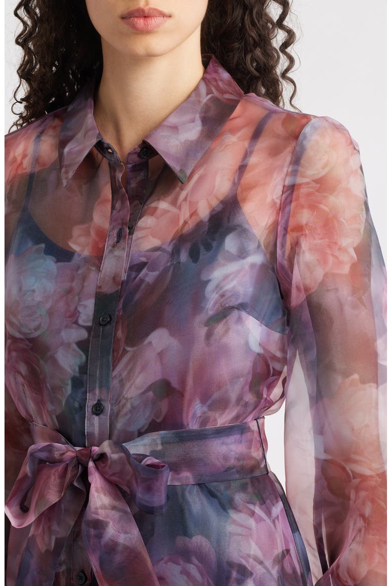Floral Organza Button-Up Gown, Alternate, color, PINK MULTI
