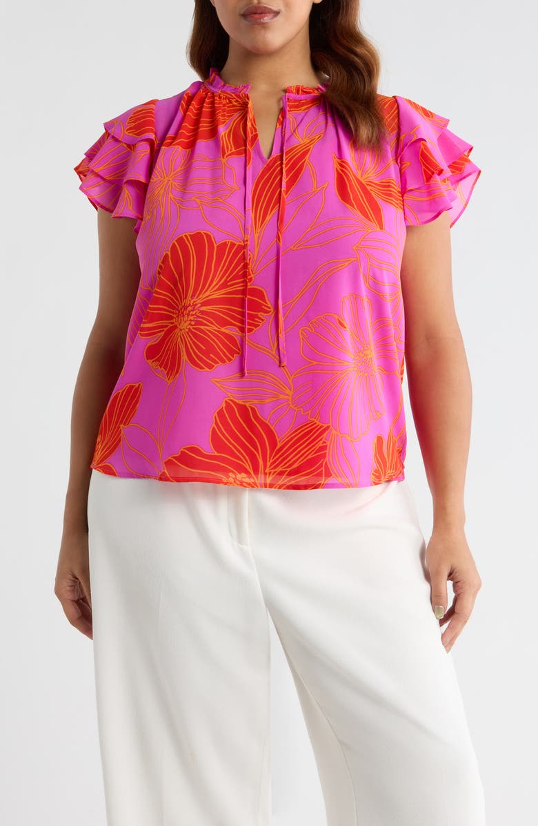 SUGARLIPS Blakely Floral Donis Split Neck Top, Main, color, 