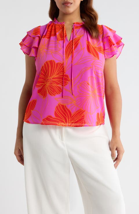 Blakely Floral Donis Split Neck Top (Plus)