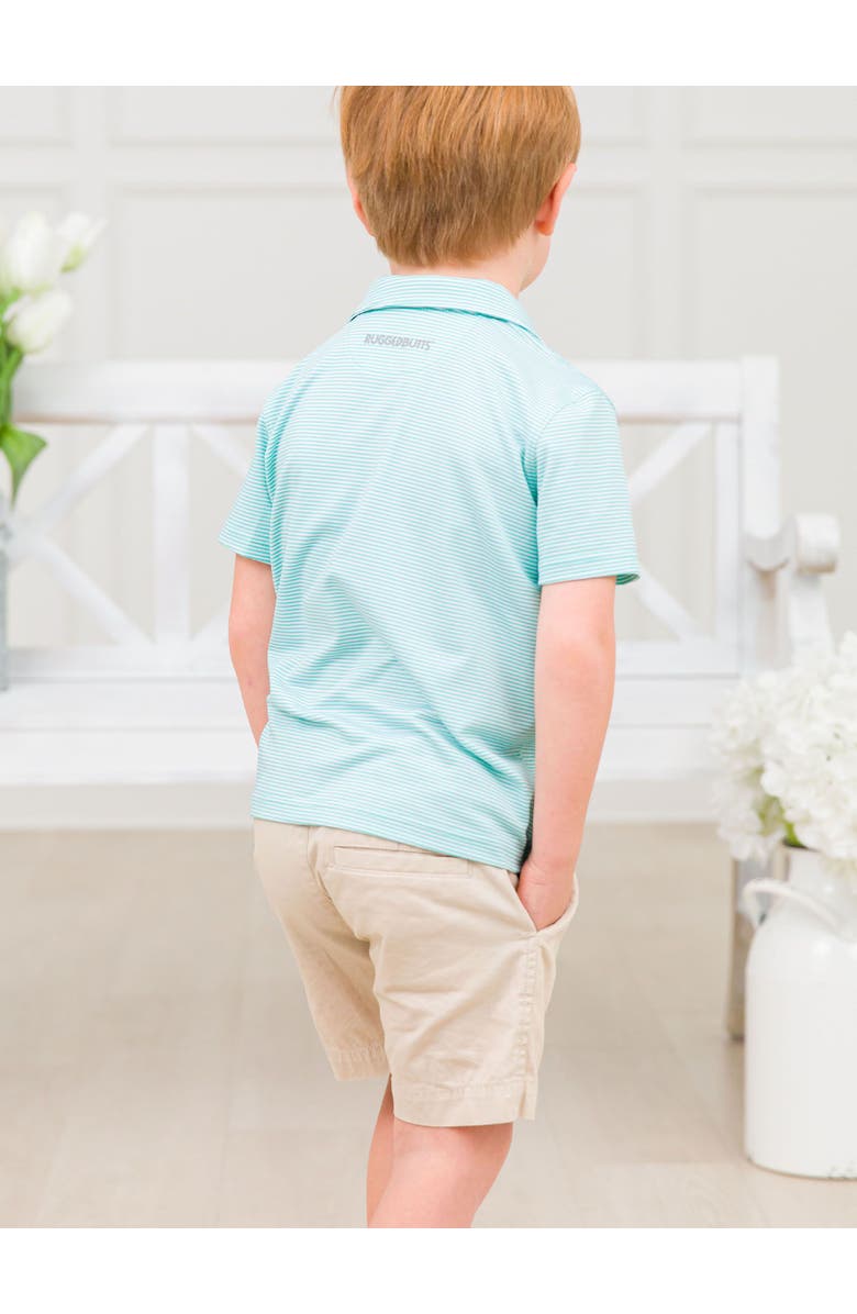 RuggedButts Boys Knit Short Sleeve Performance Polo, Alternate, color, Marine Green Micro Stripe