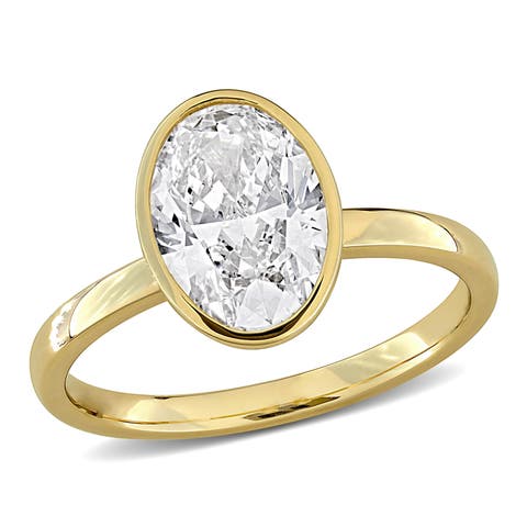2 CTW Lab Grown Diamond Oval Solitaire Ring 14k