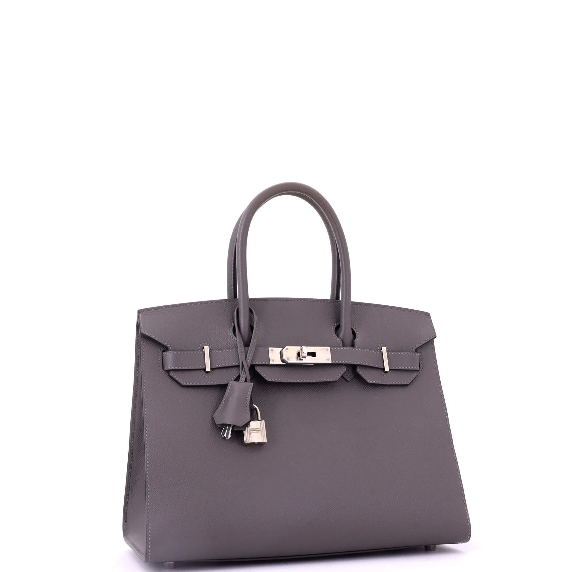 Pre-Owned Hermes Birkin Sellier Bag Grey Epsom with Palladium Hardware 30, Alternate, color, 