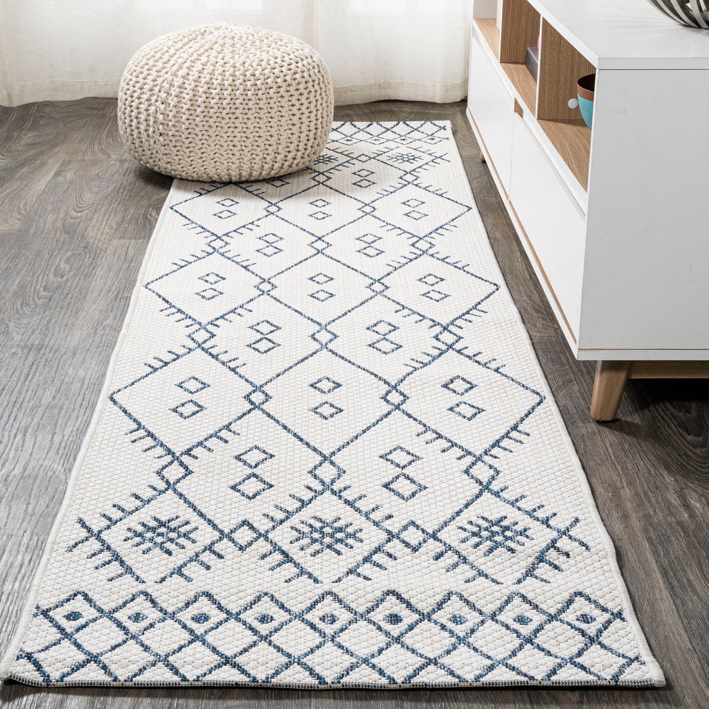 Jonathan Y Boho Moroccan Indoor/outdoor Area Rug In Ivory/navy