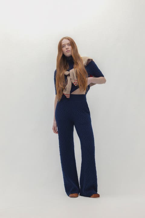 Cableknit Wide Leg Pant