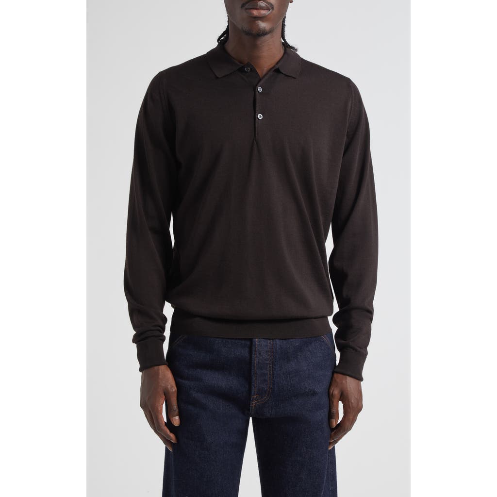 John Smedley Cotswold Wool Polo Sweater In Black