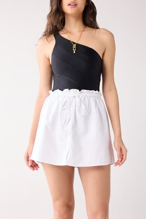Short Skirt with Waist Tie and Frill Detail
