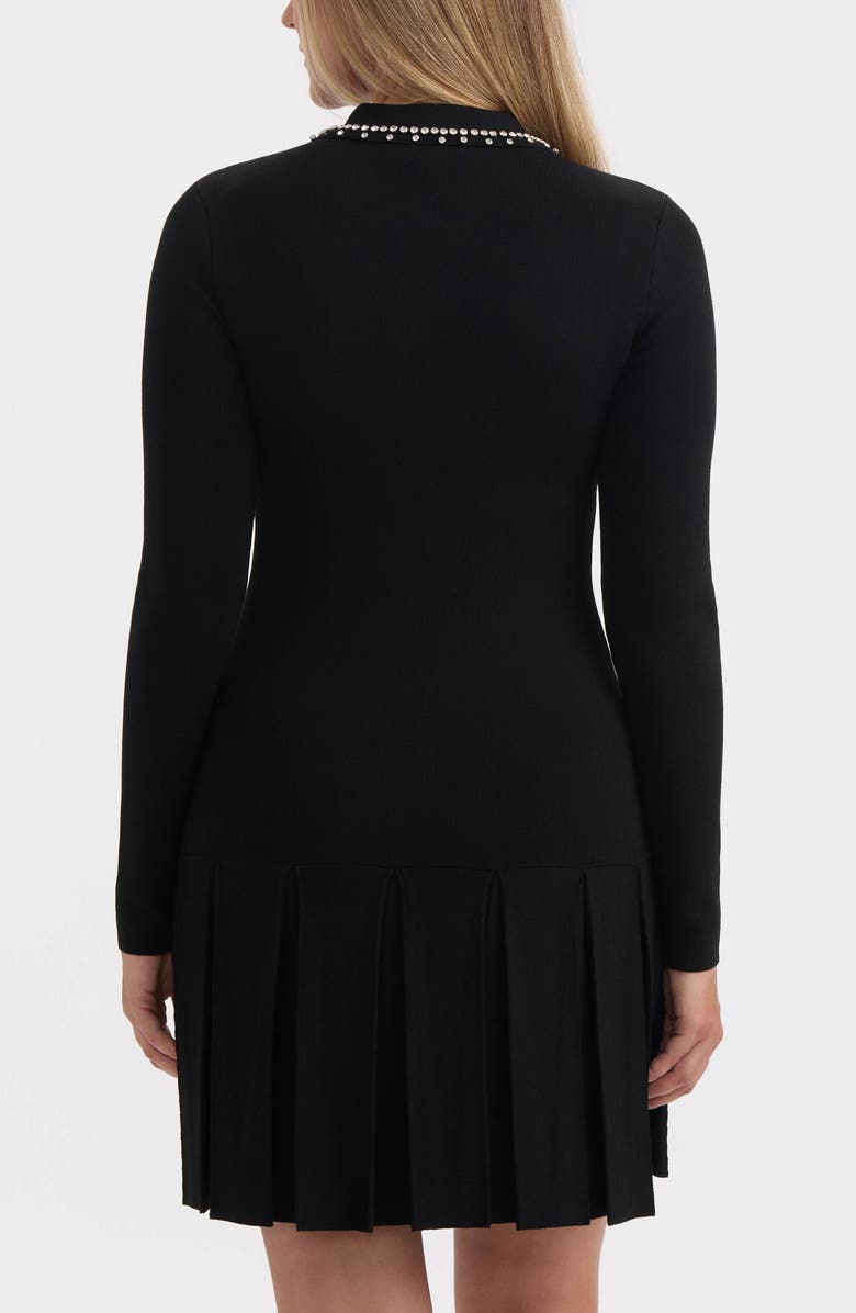 Ellen Tracy Embellished Collar Long Sleeve Sweater Dress, Alternate, color, Black